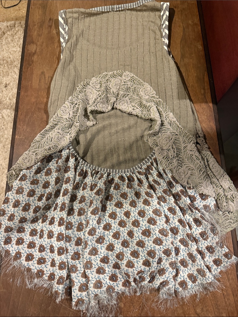 gimmicks by BKE Taupe Crochet-Trim Fringe Tank Top - Picture 2 of 4